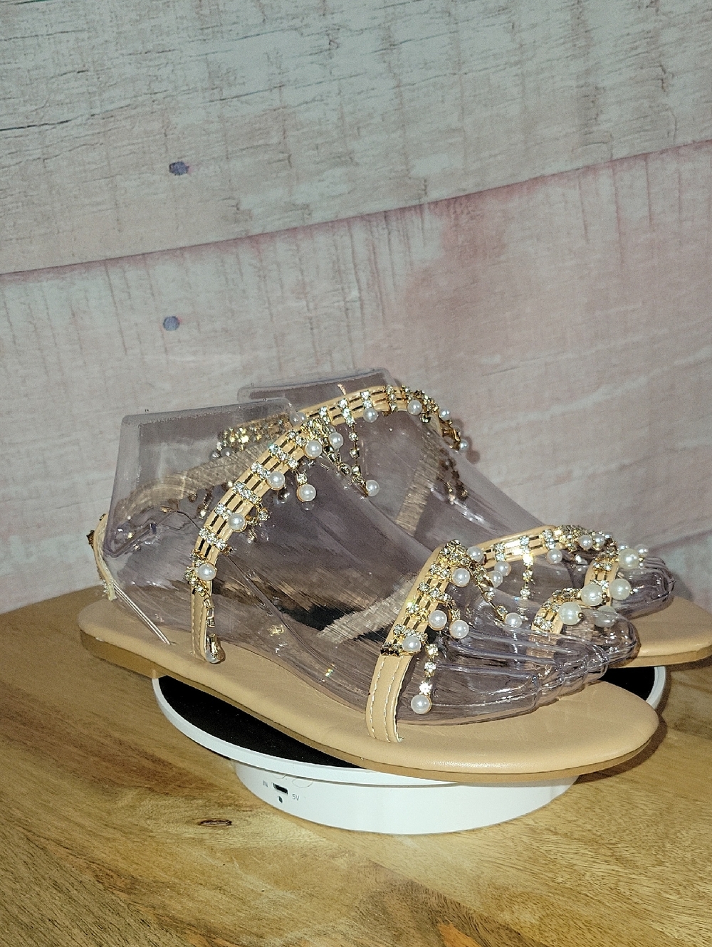 Blinged Out Faux Pearl Sandals